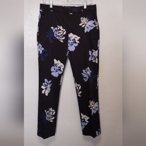 Banana Republic Floral Black and Blue Women's Pants Chino Ryan Size 6 Ankle